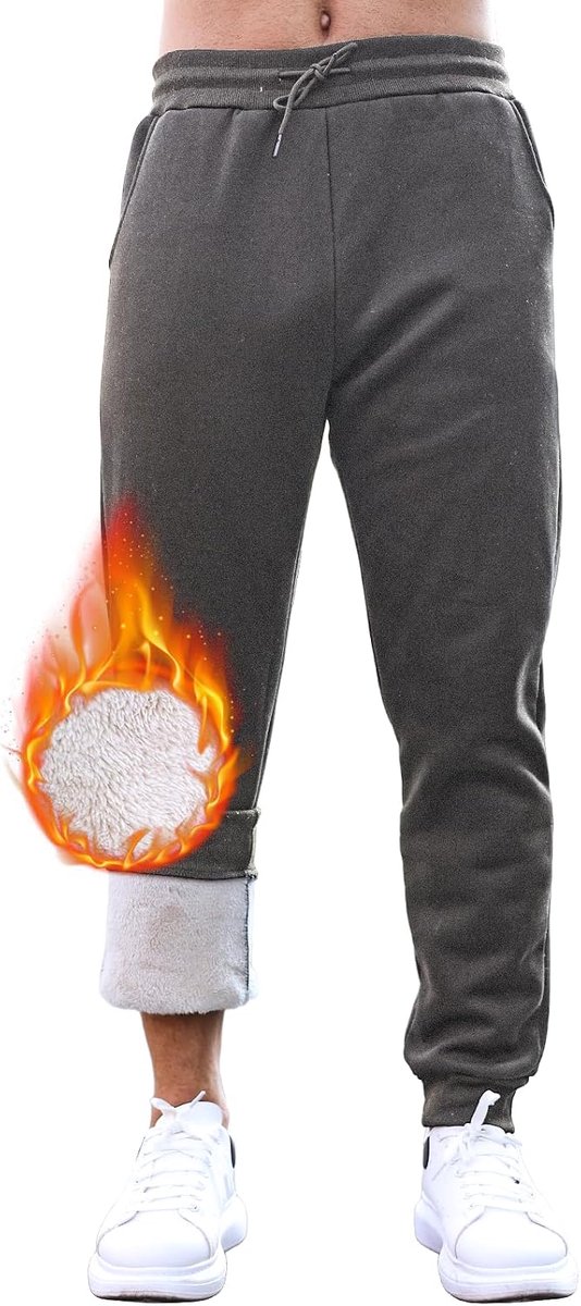Joggingbroek voor heren, warm, gevoerd, warme en comfortabele joggingbroek, vrijetijdsbroek, verstelbare knuffelbroek voor heren, met trekkoord en zakken