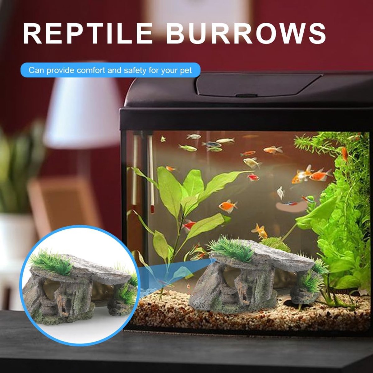 1 stuk reptielenterrarium, terrarium, reptielen, reptielen, verbergen, grot, hide-out, terrarium, habitat, decoratie, ornament voor kluizenaars, krab, spinnenkreeft, kikkers, amfibians, klein