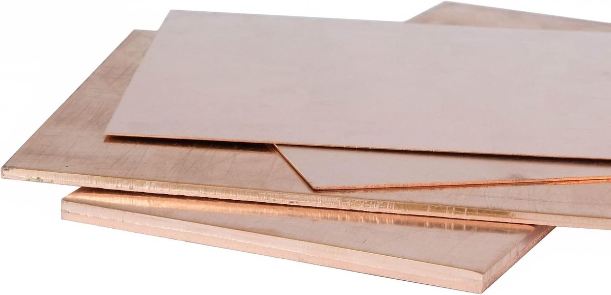 Koperplaat 1,5 mm Cu 99,9% platen 100 x 150 mm plaatje koperplaat individueel gesneden mogelijk