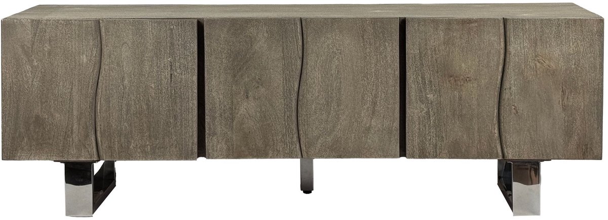 Wohnling Skyport Lowboard - Tv-meubel En Dressoir - Acacia Massief Hout - Gerookt Grijs - 160x56x46 Cm - Voor Tv’s Tot 70 Inch Zie omschrijving