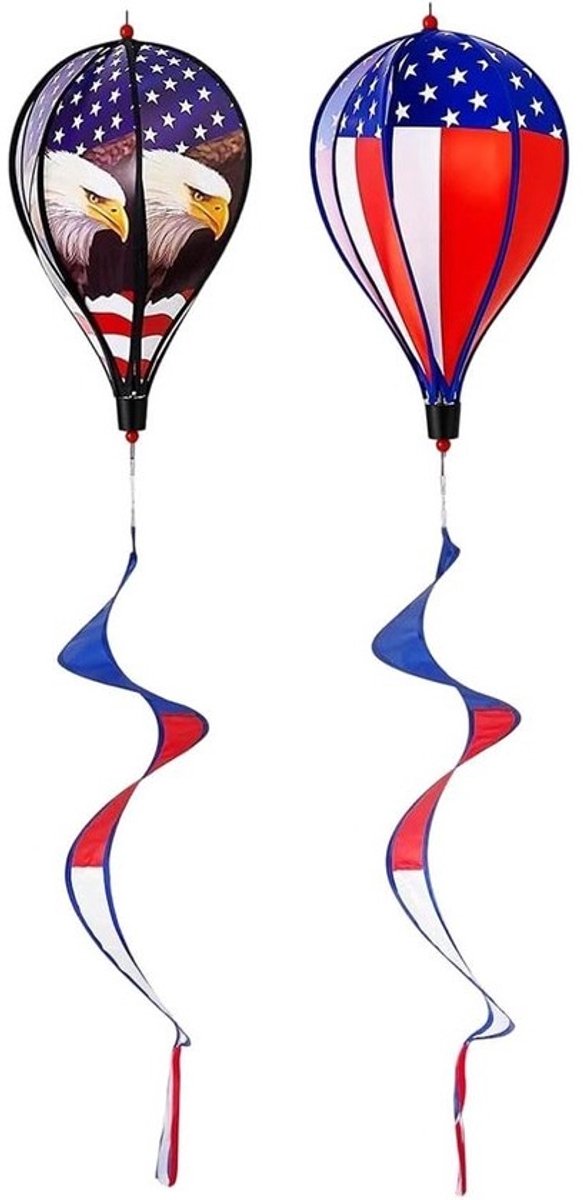 Windspinners - Luchtballonornament - Tuindecoratie - Weerbestendige stof - 110 cm hoog - Veelkleurig