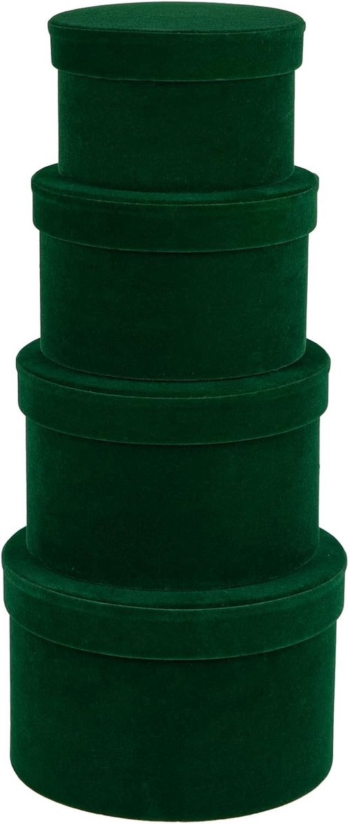 Set van 4 Luxe Geschenkdozen met Deksel in Fluweelgroen, Diverse Maten voor Verjaardagen, Bruidsmeisjes en Bloemen