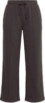 Ulla Popken - Dames - Joggingbroek bies wijde pijpen elastische tailleband - Mahonie - Maat 42+