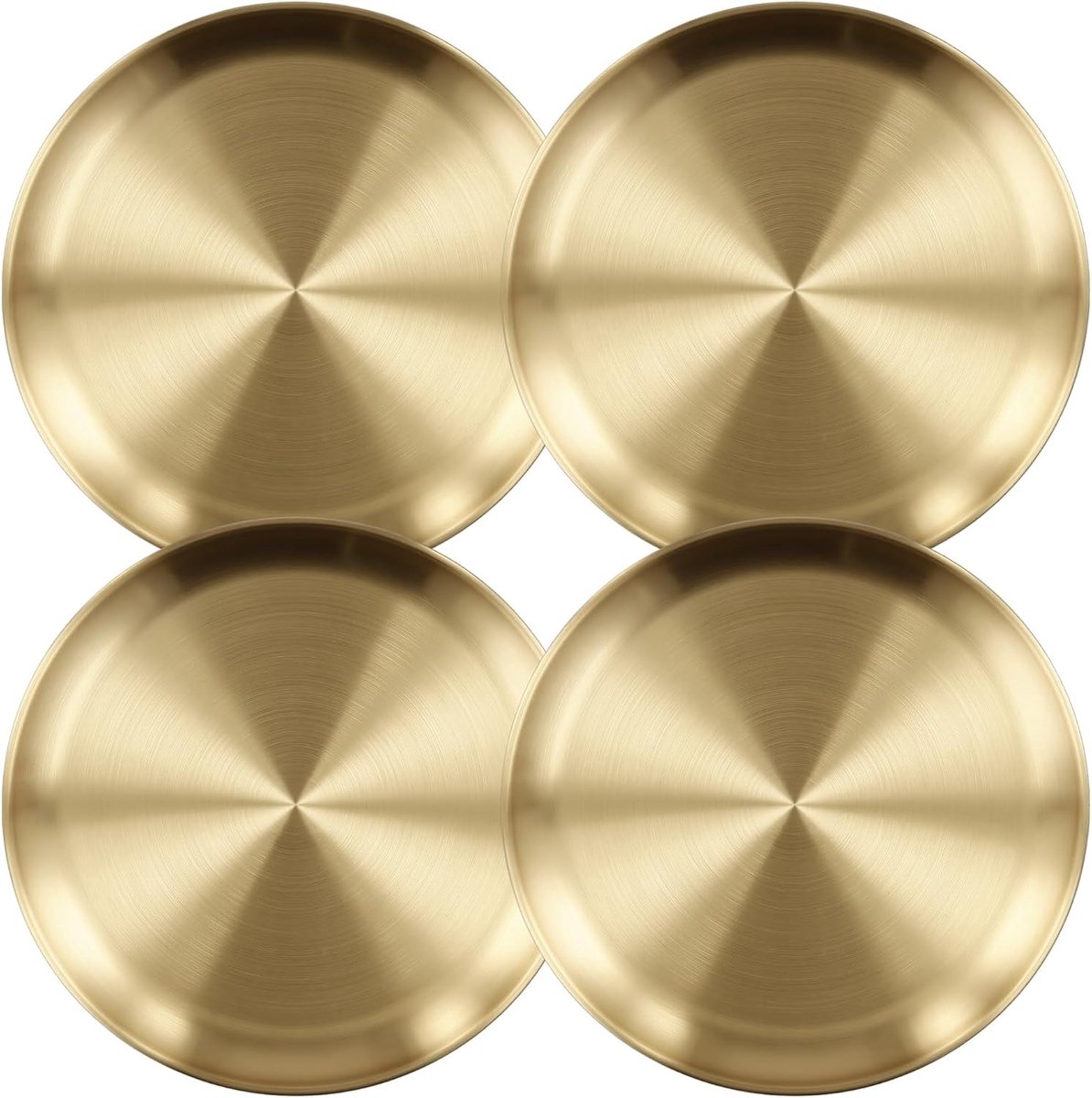 Ronde Serviesplaten van RVS, 23 cm, 4 Stuks - Ideaal voor Keuken, Kamperen en Feestjes met Luxe Afwerking
