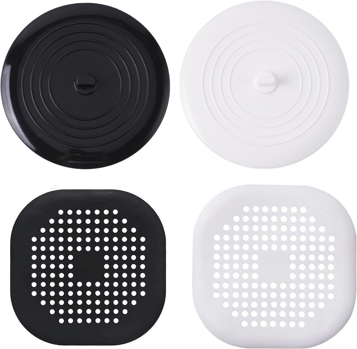 2 Silicone Drain Plugs & 2 Cribri Filter for Sink Universal Rubber Stops for Shower, Bath and Sink, Kitchen or - ShopVlot