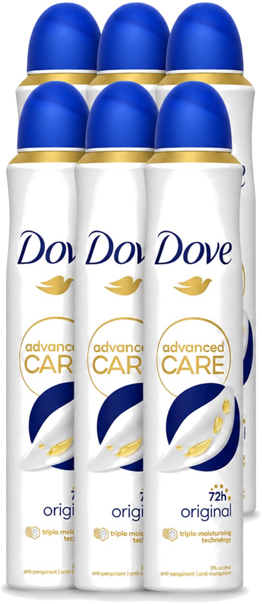 6 x Dove - Deodorant - Spray Advanced Care - Frisse en langdurige bescherming - 200 ml - Voordeelverpakking - 6 stuks