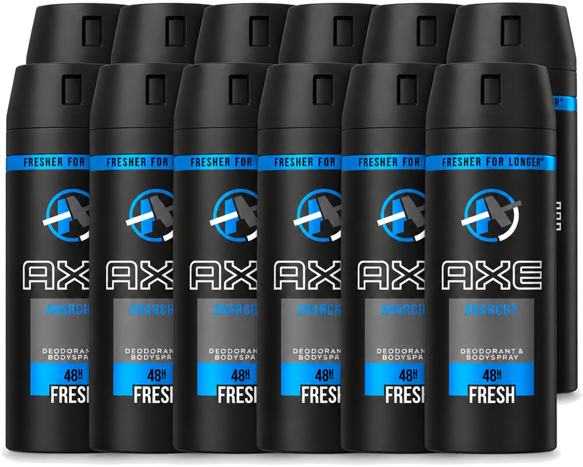 12 x Axe - Deodorant Bodyspray - 48hrs Fresh - Anarchy for Him - 150 ml - Voordeelverpakking - 12 stuks