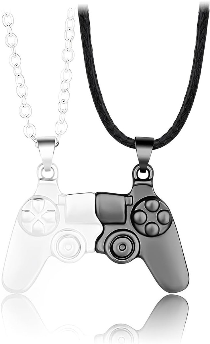 Pair of Game Controller Necklaces, Game Console Necklace, Magnetic Pendants, Matching Jewelry for Men and Women - ShopVlot