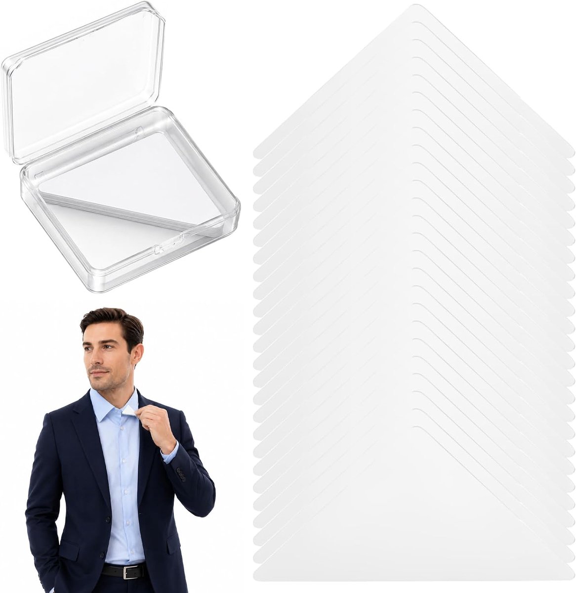 100 stuks kraagstangen voor heren, zelfklevende versterkingen, anti-versterkingen, hemdversterkingen, onzichtbare - ShopVlot