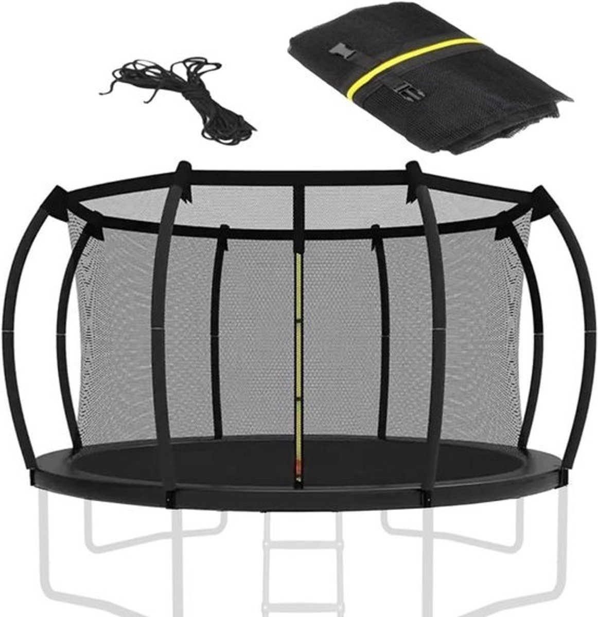 Veiligheidsnet voor trampoline - Springnet en beschermnet - Veilig springen - Weerbestendige constructie - 305 cm - Zwart