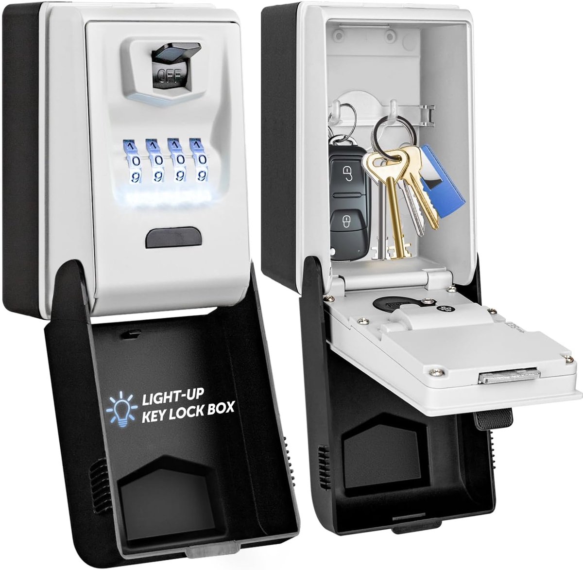 SnelShoppen - Key Lock Box Wandmontage met Luminous Dial, Grote Sleutelkast, Waterdichte 4-Cijferige Combinatieslot voor Thuis, Kantoor, Garage