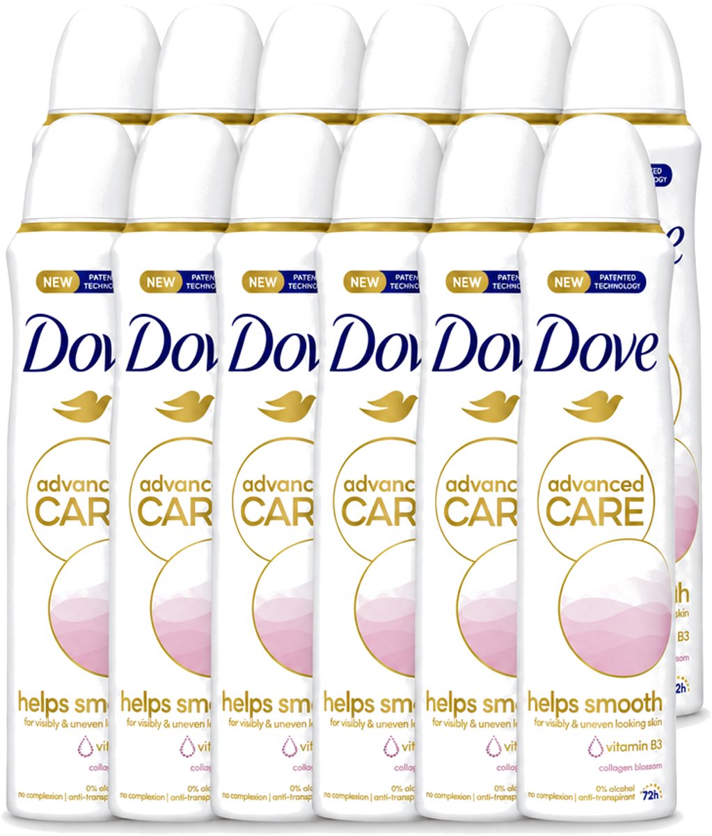 12 x Dove – Deodorant Spray – Helps Smooth Advanced Care – 150 ml - Voordeelverpakking - 12 stuks