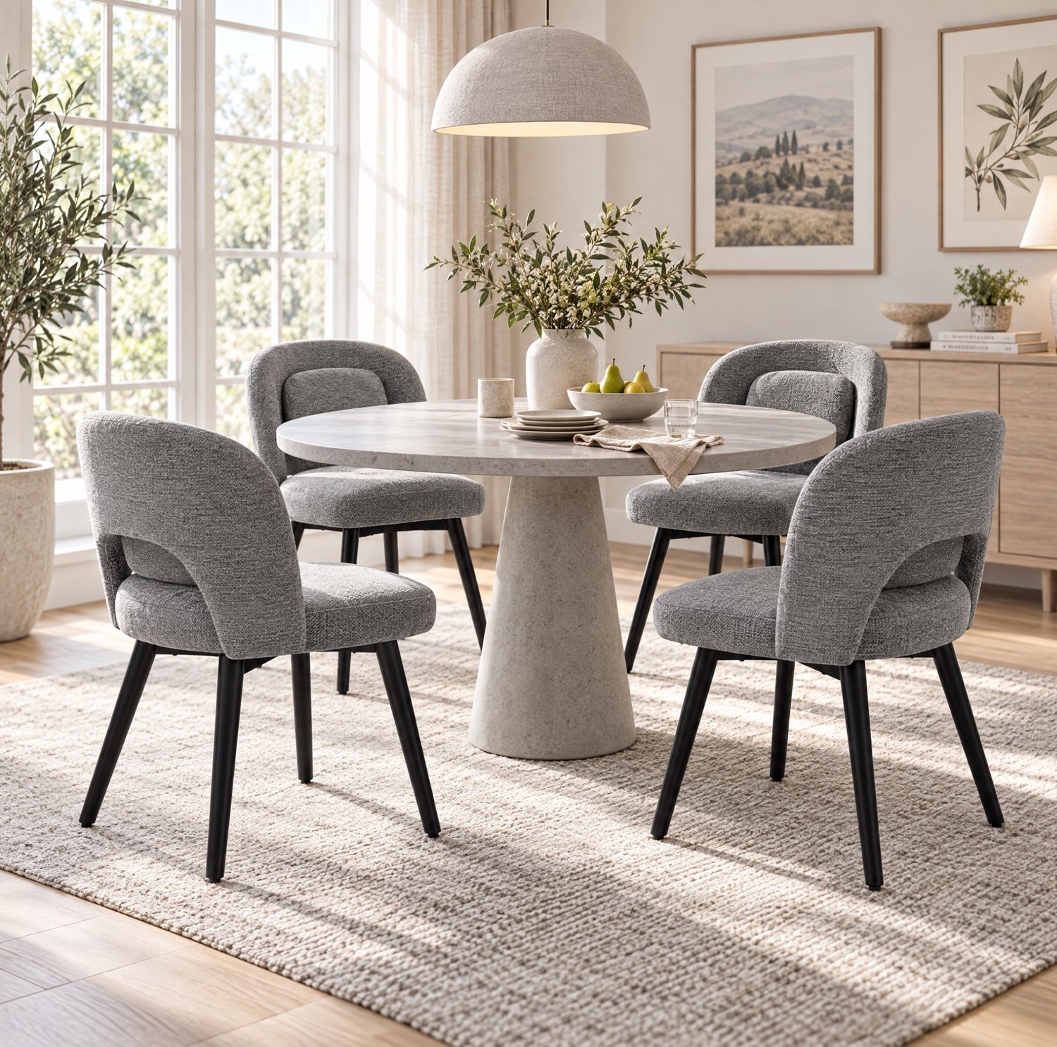OKWISH Eetkamerstoel - Set Van 2 - 360° Draaibaar - Fluweel - Grijs