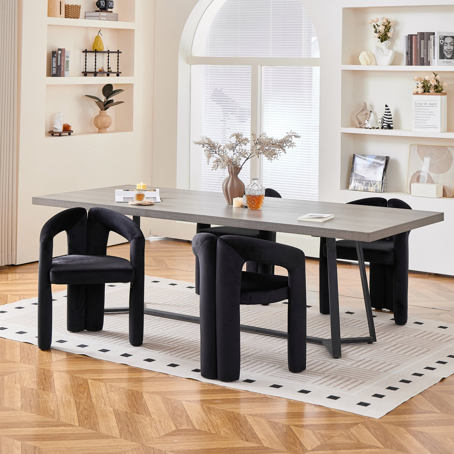 MODFU Eetkamerstoel Set Van 2 - Armleuningen - Modern - Velvet - Zwart