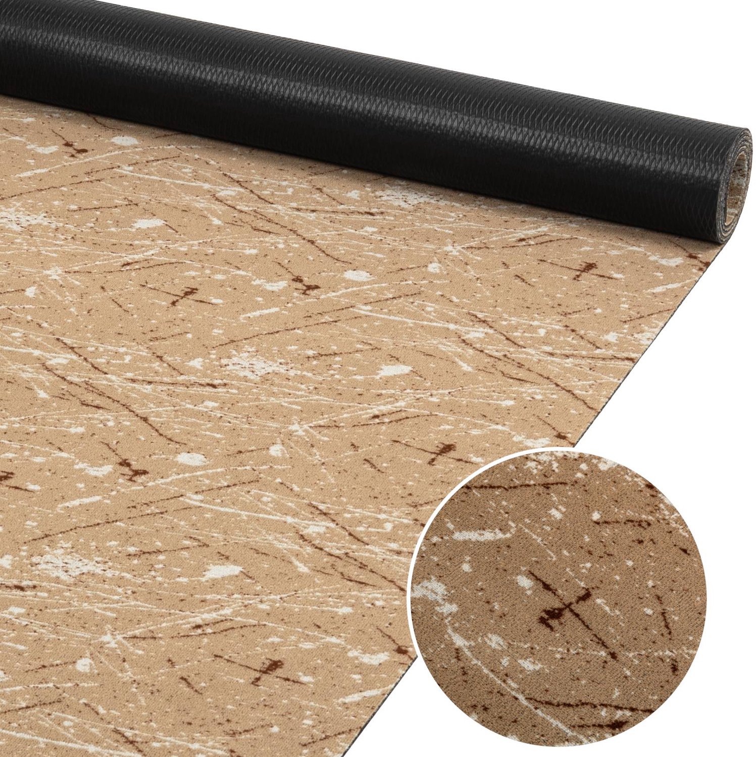 ANRO Keukenloper Rahma Beige 140x100cm – Tapijtloper Wasbaar Antislip Gangloper Hal Laagpolig
