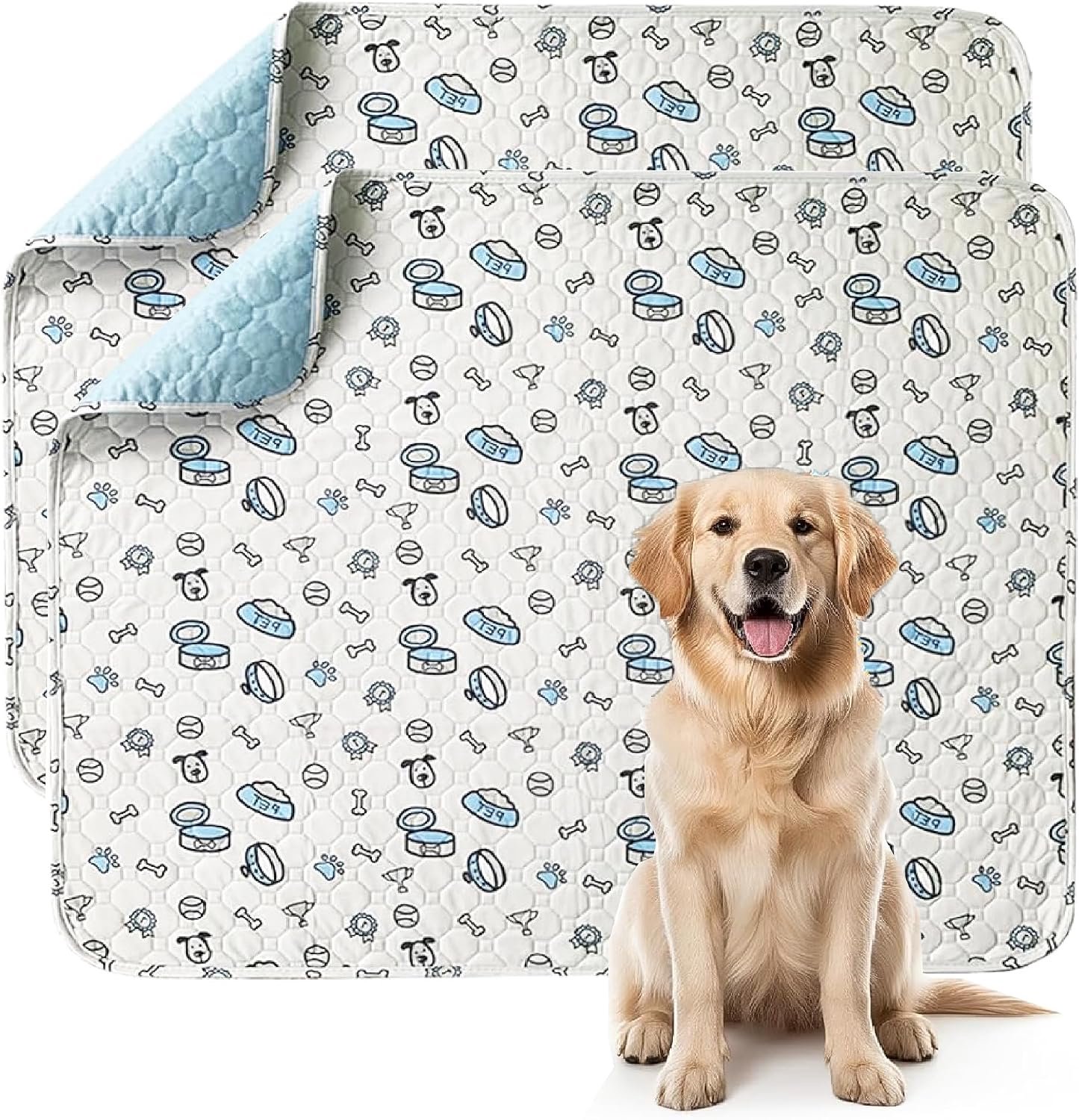 Hondentrainingsmat 90 x 182 cm - wasbaar en herbruikbaar - zeer absorberend en lekvrij - ideaal voor honden en katten - 2 stuks - Vemera