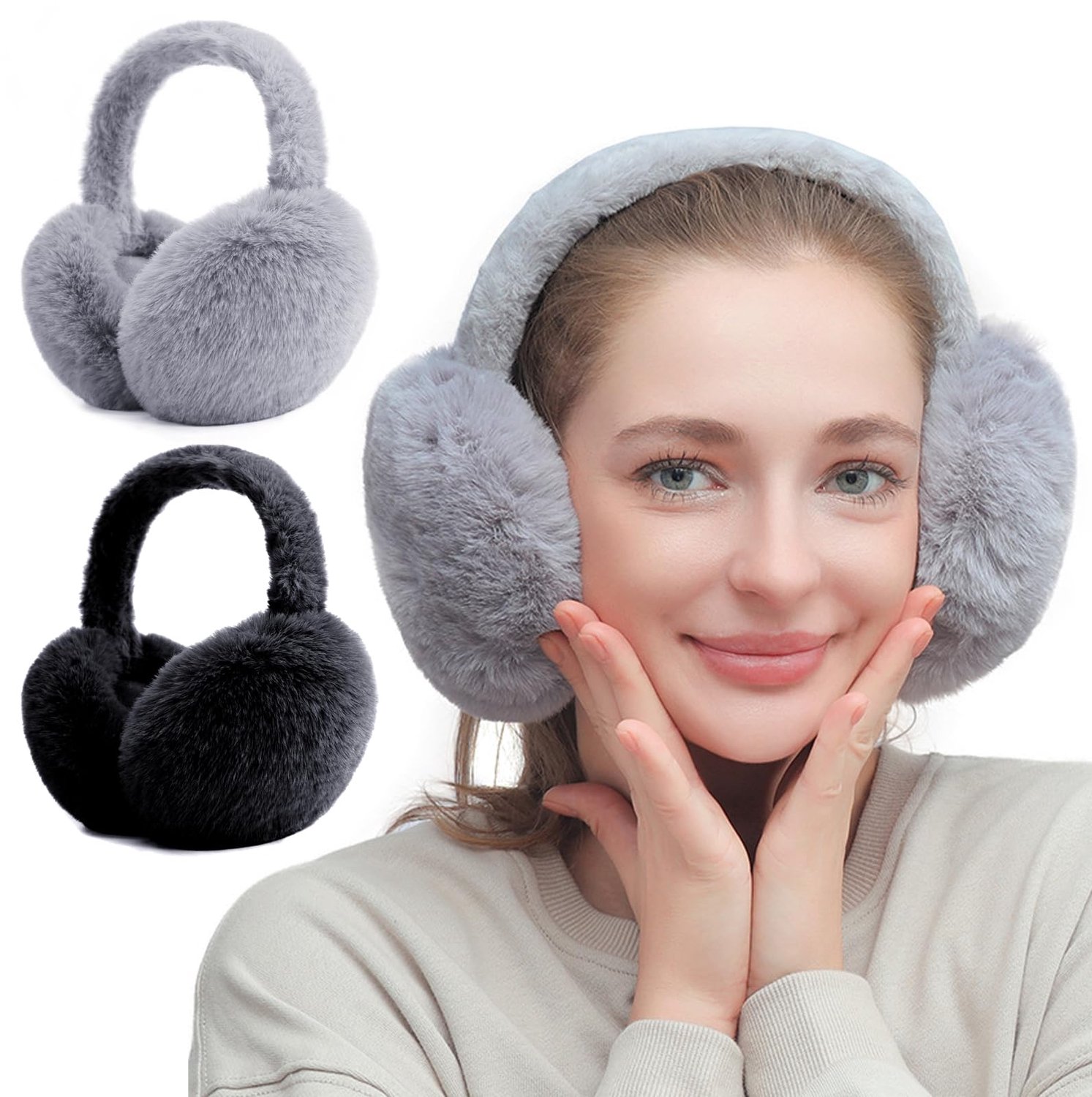 Winter Oorwarmers 2 Stuks - Zachte Pluche Oorwarmers - Opvouwbaar en Verstelbaar - Warme Oorbescherming voor Dames en Heren