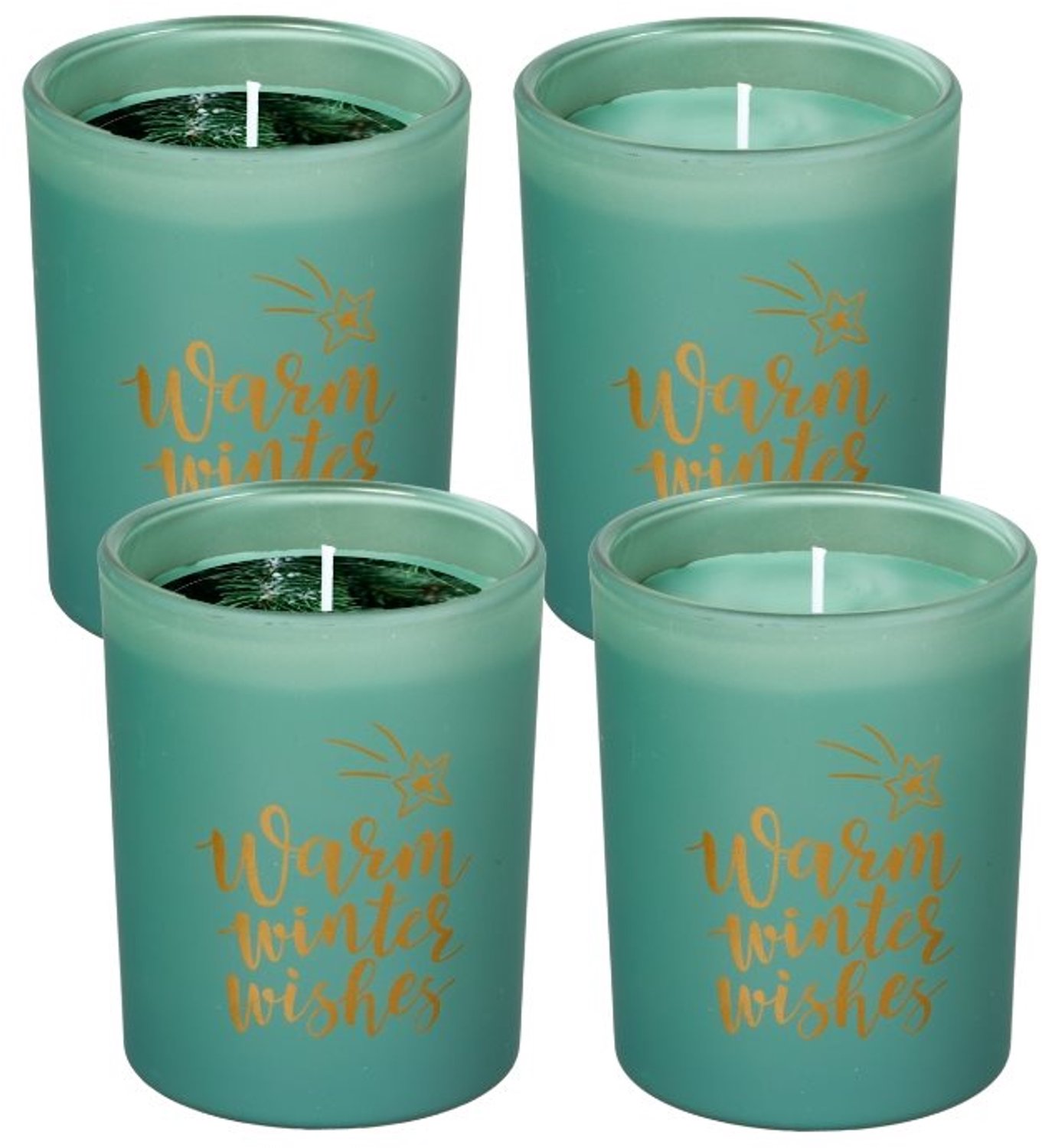 SPAAS Geurkaars in Glas 'Warm Winter Wishes' - Forest Breeze - circa 45u - 4 kaarsen Smaragdgroen