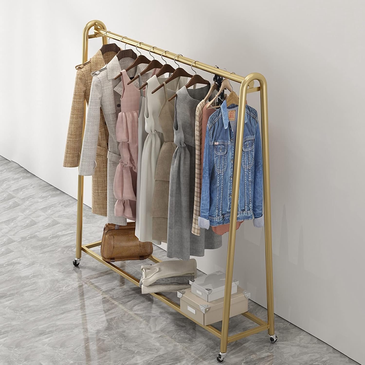 Verrijdbaar Industrieel Kledingrek op Wielen & Commercieel Retail Display Rek (100cm – 160cm x H135cm – H185cm)