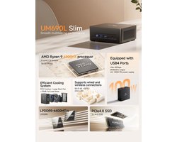 Mini PC AMD Ryzen 9 6900HX - 16 GB LPDDR5 - 512 GB PCIe 4.0 SSD - Mini Desktop Computer - Zakelijk Gebruik