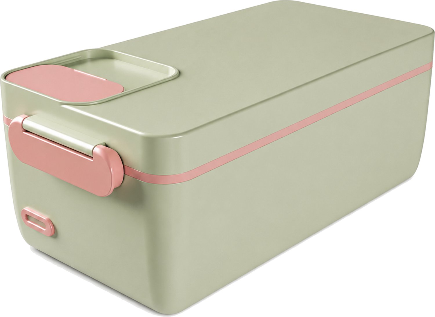 Broodtrommel met oplaadbare elektrische verwarming, 40 W, 5 V, eenlaagse uitvoering, voor 1 persoon, 24,5 × 12,3 × 9 cm, matchagroen