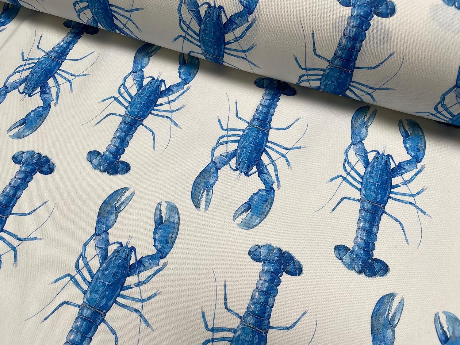 Gordijnen 140cm Breed - Blauw Kreeftenprint - 100% Katoen - Perfect voor Nautische Decoratie - Luxento