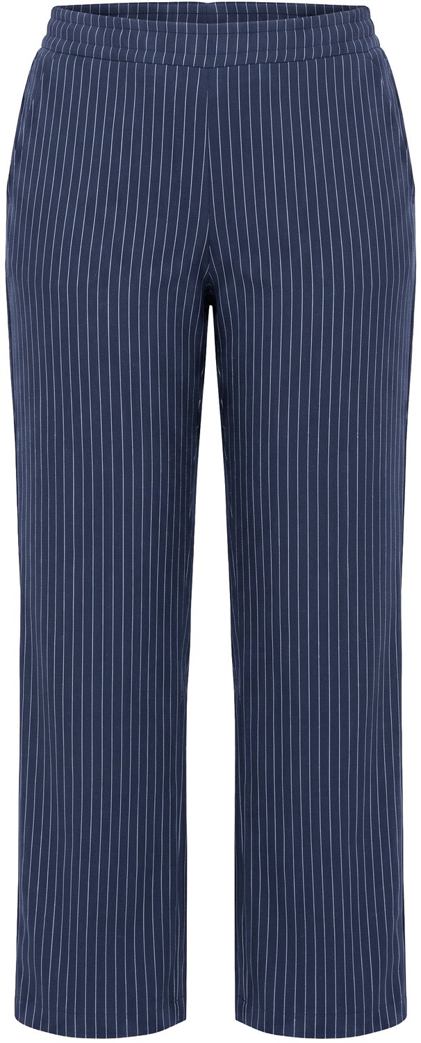 Ulla Popken - Dames - Joggingbroek Rose krijtstrepen wijde pijpen - Marine - Maat 50+