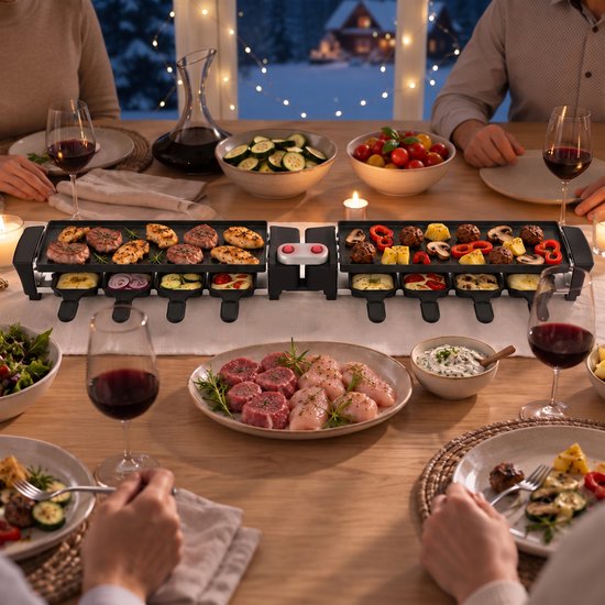 Emerio Raclette Grill - Gourmet - 8 Pannetjes en spatels - ILAG coating - Anti-slip voetjes - Aluminium Grillplaat - 40,6 x 10 cm - RG-132098.2 — afbeelding 2