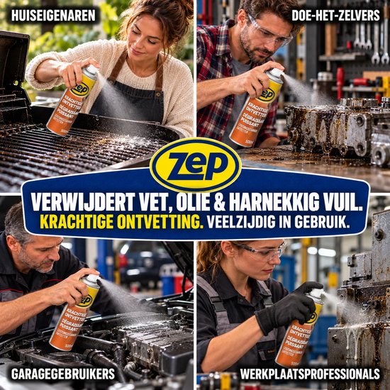 ZEP Krachtige Ontvetter 500 ml – Verwijdert Vet, Olie, Teer en Lijm, Veelzijdige Reiniger voor Metaal, Glas en Kunststof