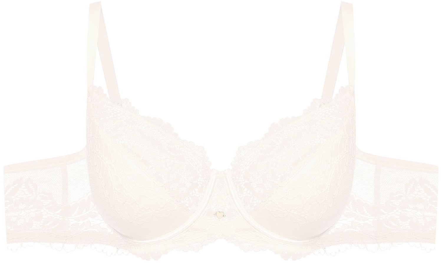 ESOTIQ Sweetheart - Halfgevoerde beha - Wit - Kant met bloemenmotief - Gouden details Wit;Goud
