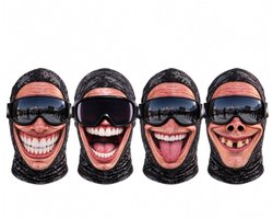 Set van 4 Stuks 3D Print Balaclava Maskers - Bivakmuts - Grappig realistisch skimasker - Grappige cadeaus - One Size - voor Wintersport, Skiën, Halloween en Carnaval