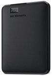 Zwarte Western Digital Elements draagbare harde schijf, vooraanzicht.