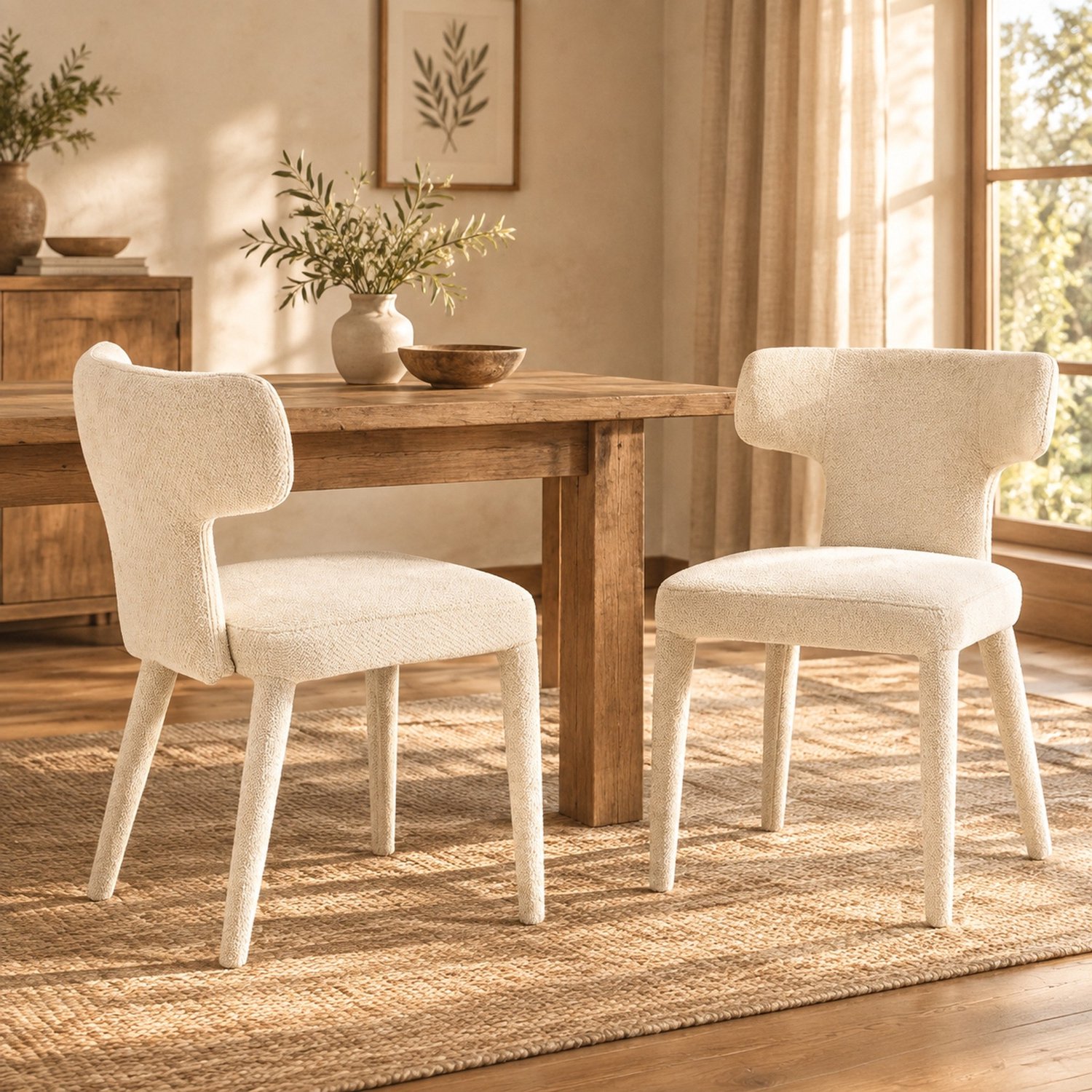 CHICFURN Eetkamerstoel - Gewatteerde zitting - Metalen 4-poot - Wit