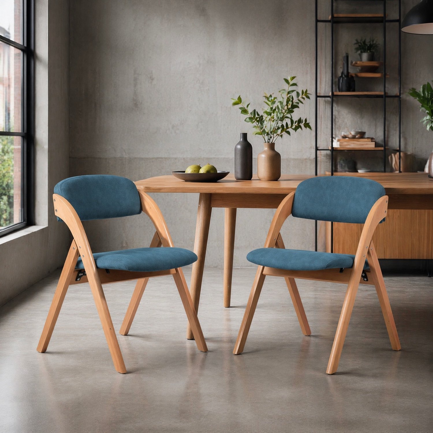 CHICFURN Klapstoel - Opvouwbaar - Gestoffeerd - Blauw