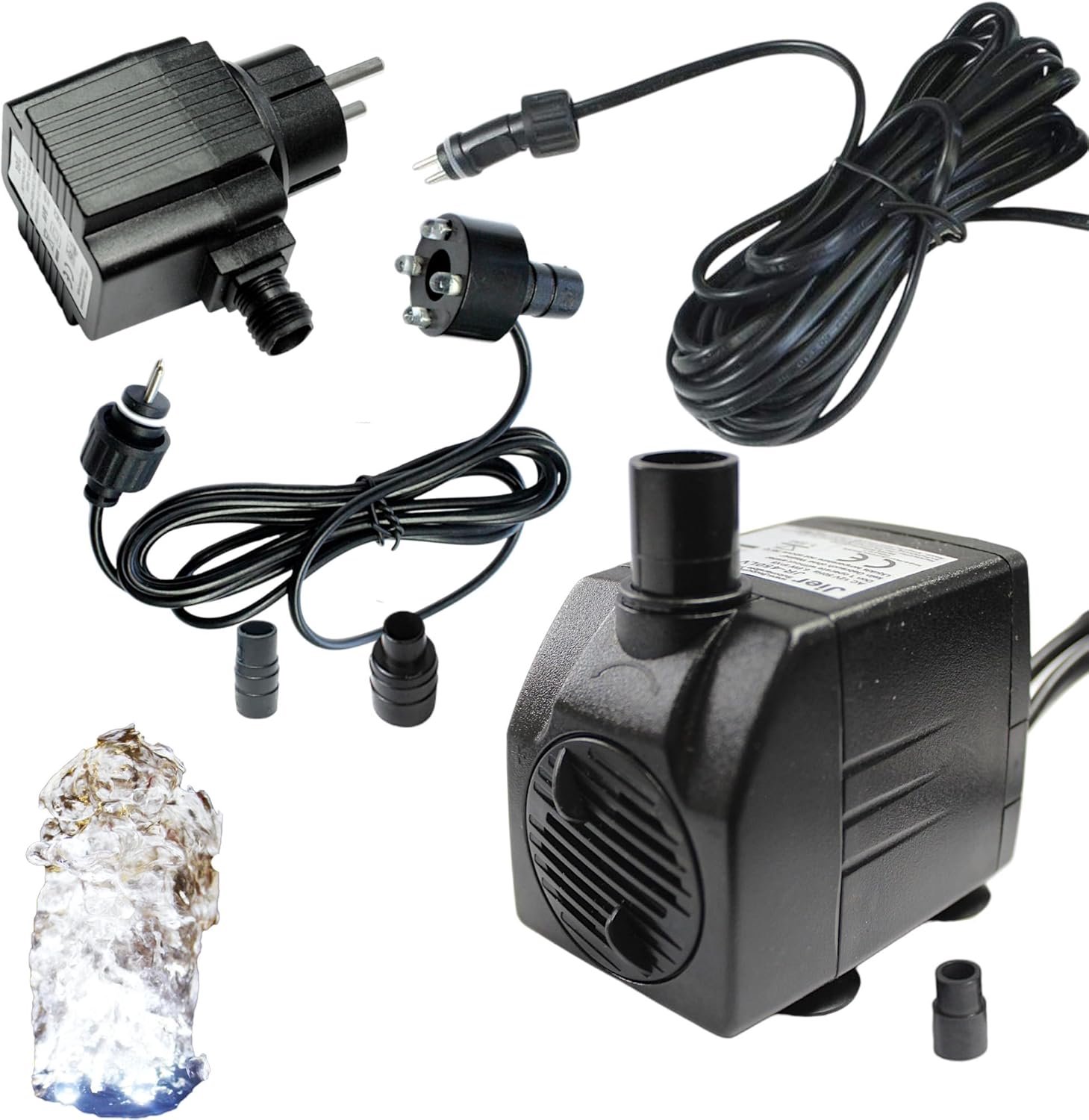 Fonteinpomp 12 V - 450 l/u - met koudwitte led-verlichting - sfeervolle tuinaccenten - ServiceTopper