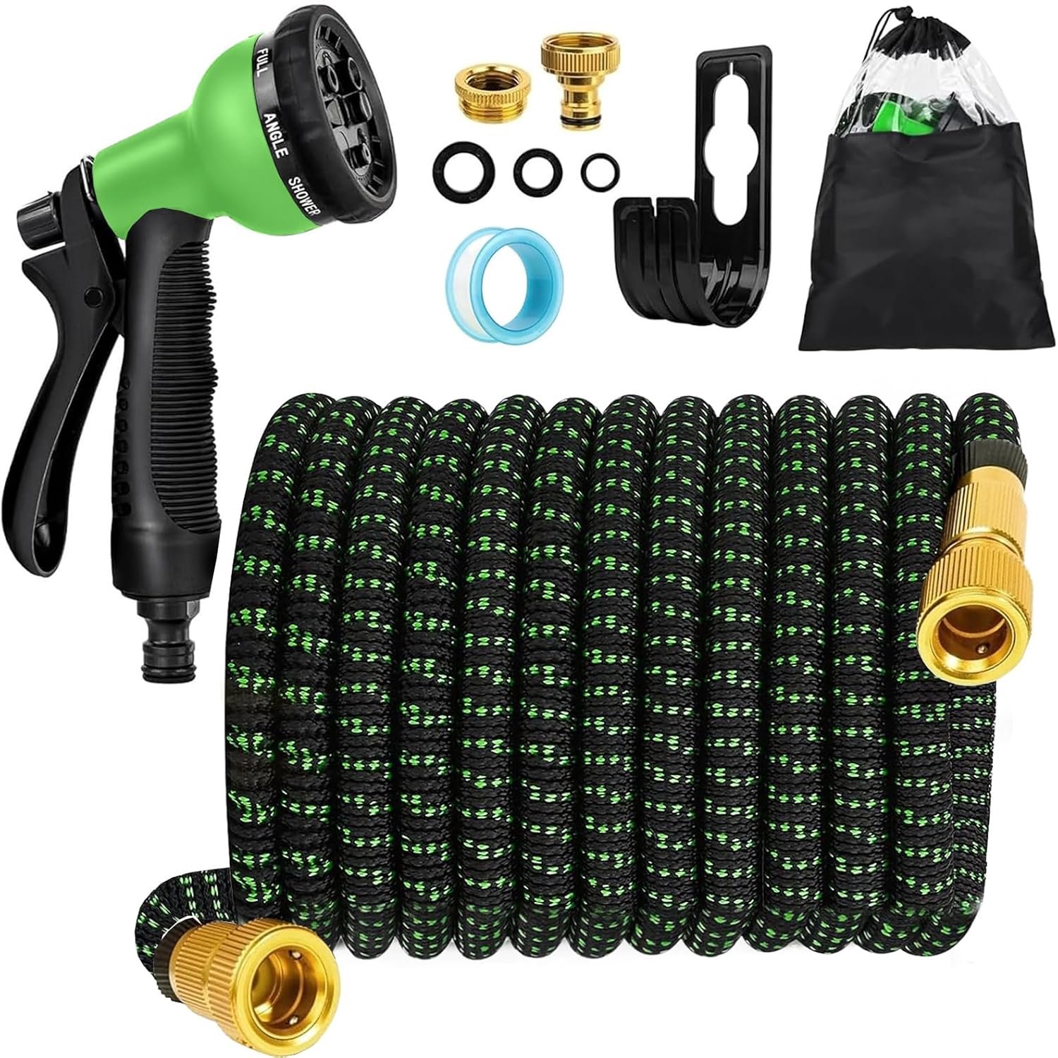 Tuinslang uittrekbaar 30 m - polyester 2700D - 8 irrigatiefuncties - knikvrije waterstroom - Vemera