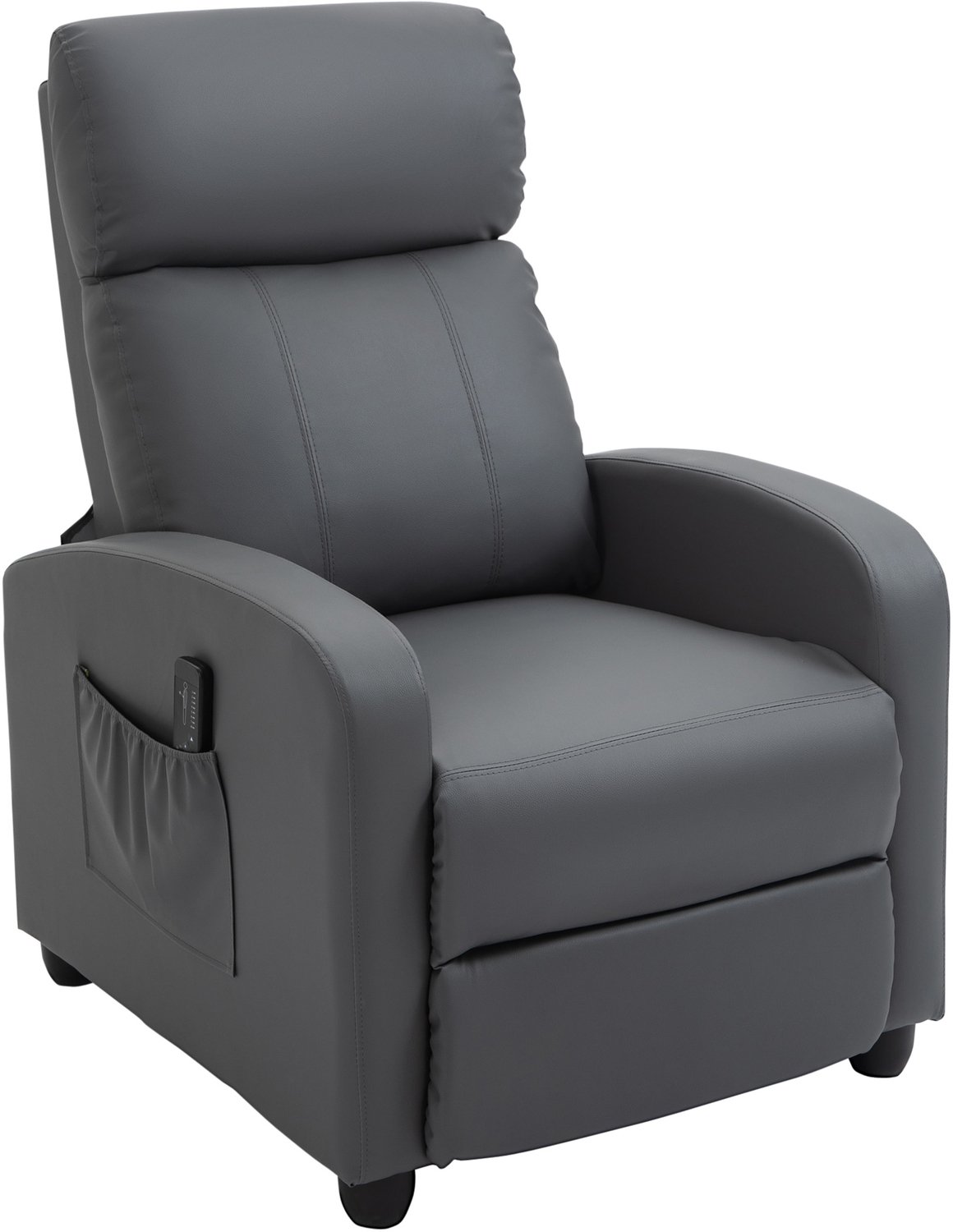 Homona Massagefauteuil - Met 2 vibratiepunten en 5 intensiteitsstanden - Rugleuning verstelbaar tot 150° - Met voetensteun en afstandsbediening - Kunstleer - 68 x 88 x 98 cm - Grijs