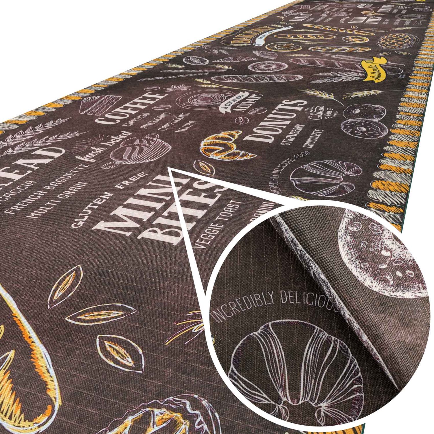 ANRO Keukenloper Bakery Bakkerij Antraciet 350x52cm – Antislip Gangloper Tapijtloper 3 mm Laagpolig
