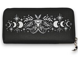 Ro Rox Cosmic Moth Wallet Wallet Black Celestial Moon and Star Gothic Design - ShopVlot