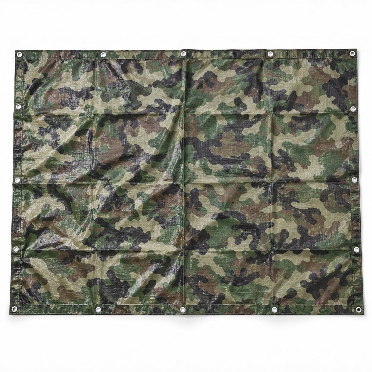 Camouflage dekzeil 2 x 3 meter - PE afdekzeil met ogen - Groen/bruin - 1 stuk