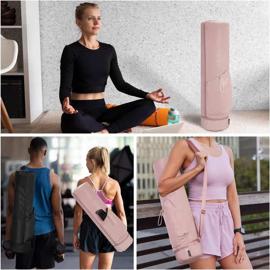 SnelShoppen - Grote Yogamat Tas met Draagriem en Flesvak, Nat Compartment voor Pilates Mat, Lange Rits, Geschikt voor Dikke Matten, Perfect voor Yoga van Snelshoppen — afbeelding 2