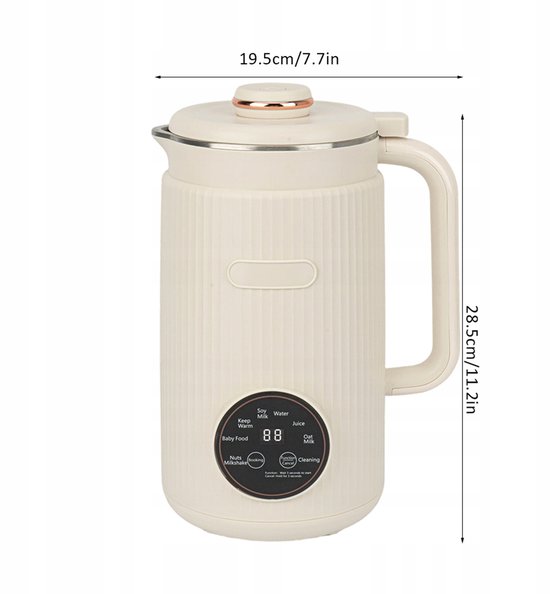 Elektrische Blender - Automatische Blender - Sojamelkmaker - Multifunctionele Keukenmachine - 1200 ml - 1-18 Uur Timer - 12 RVS Messen - Zelfreinigend - 8 Programma's - Voor Sojamelk & Havermelk & Sap & Soep — afbeelding 2