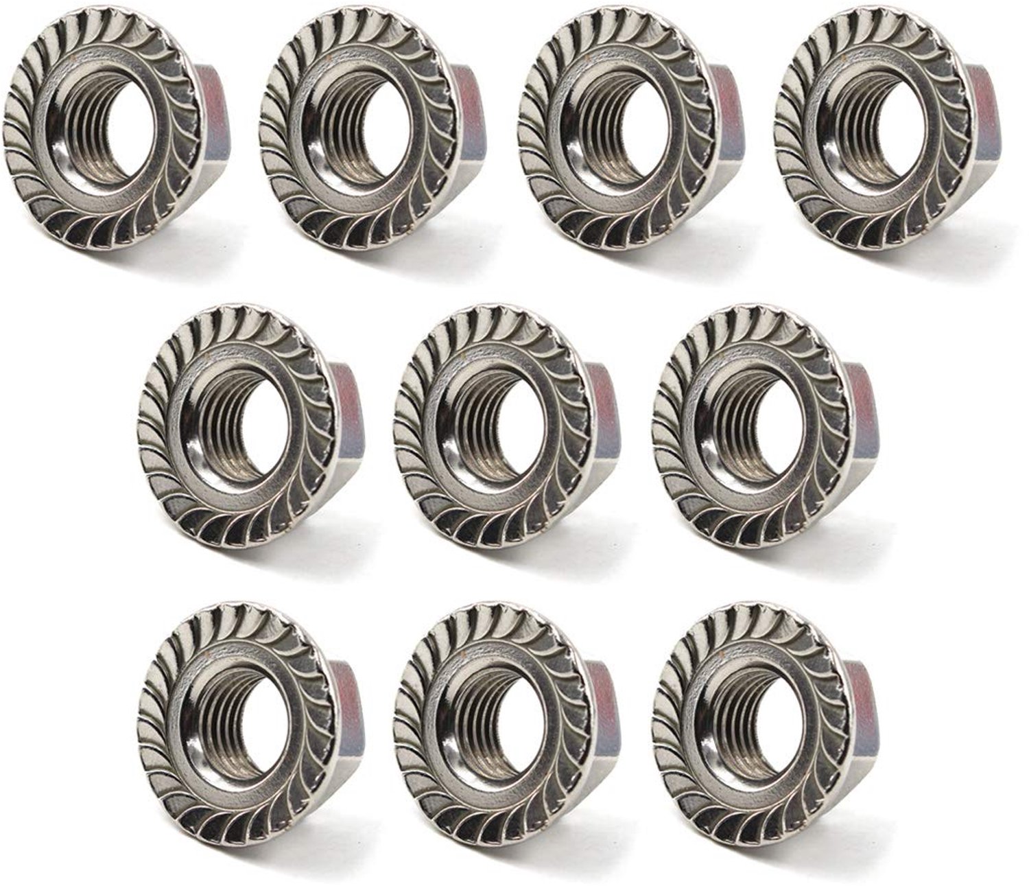 M12 Flange Nuts Stainless Steel 304 Nuts with Flange Pack of 10 - ShopVlot