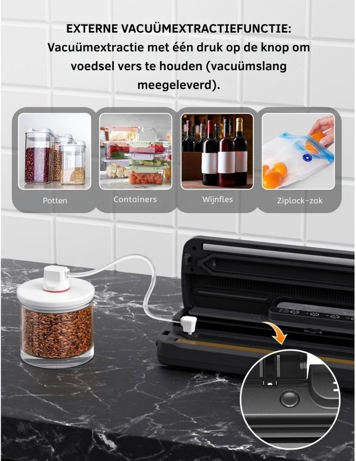 Zolvano® Vacuümmachine Levensmiddelen - Vacuümapparaat Keuken - Voedsel Langer Vers -Zwart