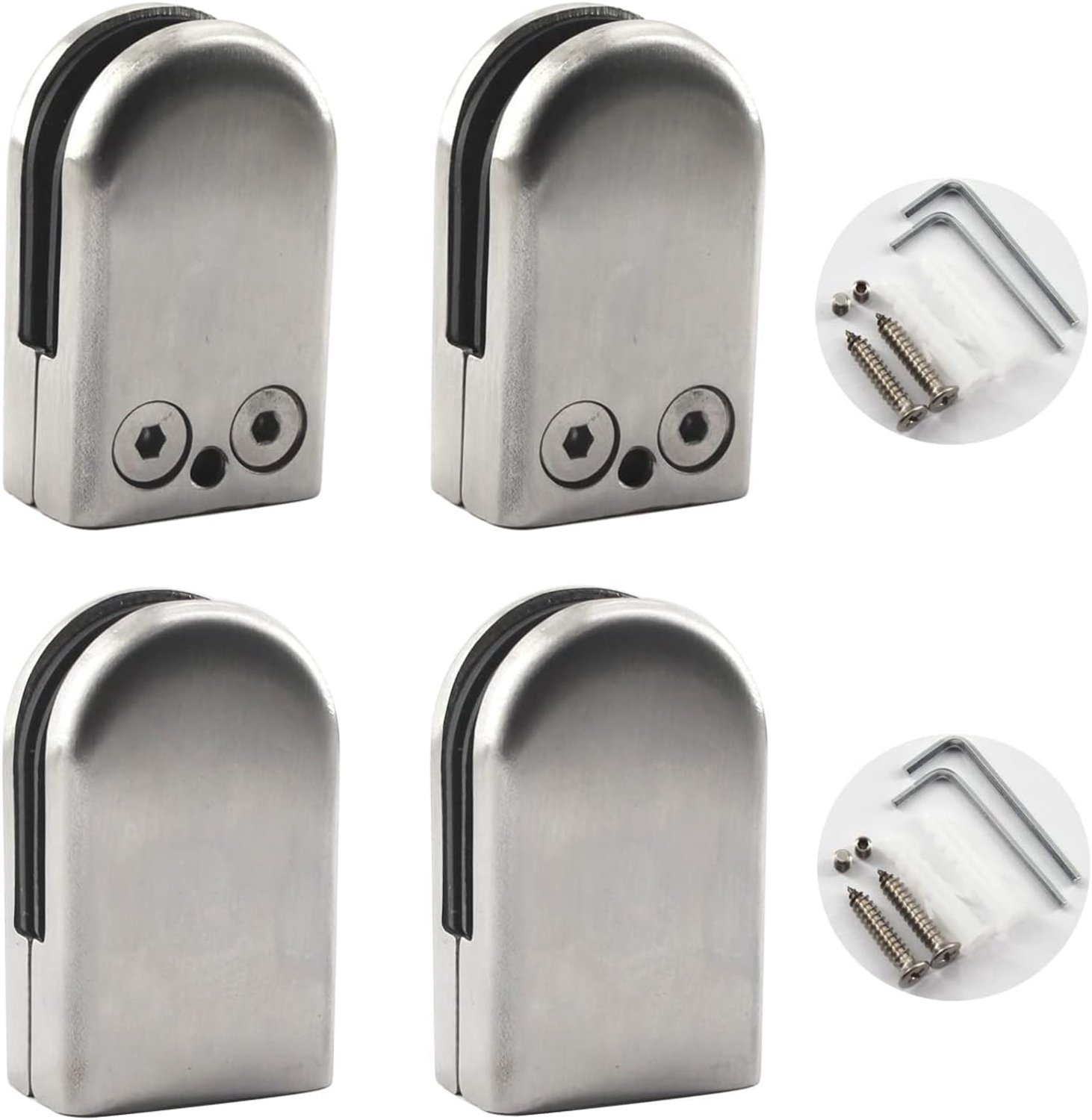Stainless Steel Adjustable Glass Clamp for 8-10mm Glass, Round Glass Clip Bracket for Stair Handrail Handrail Bathroom - ShopVlot