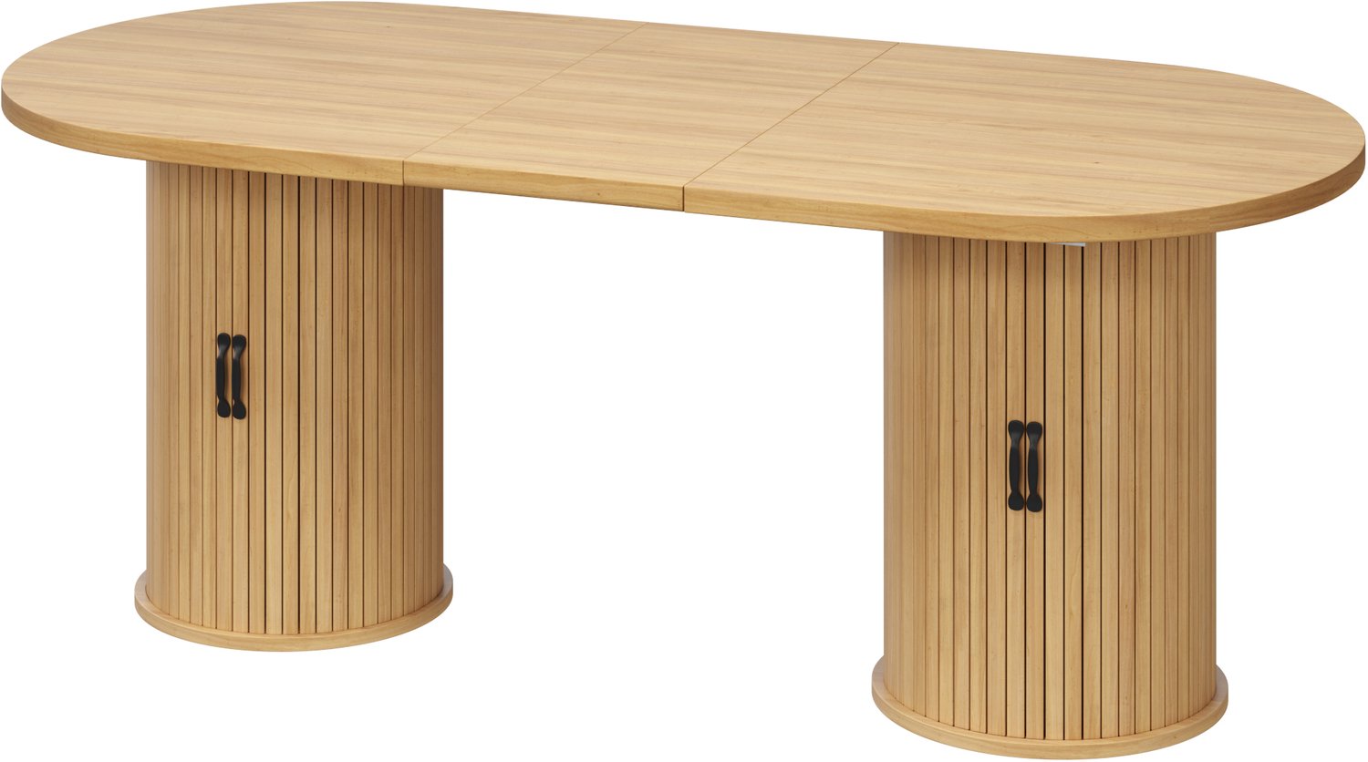 SONNENH Ovale uitschuifbare eettafel met opbergvakken - 150 tot 190 cm - Natuurlijke houtlook