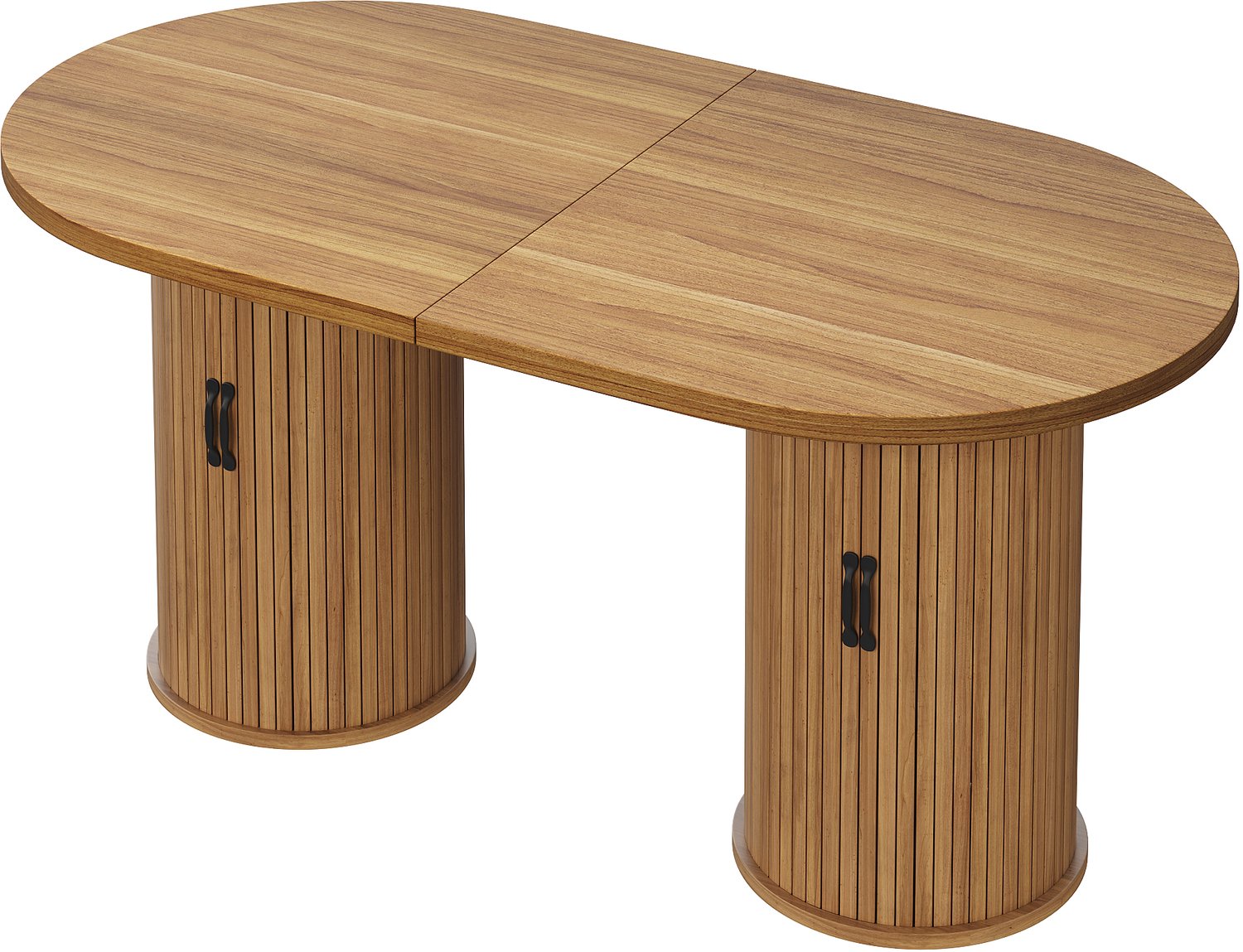 SONNENH Ovale uitschuifbare eettafel met opbergvakken - 150 tot 190 cm - Donkerbruine houtlook