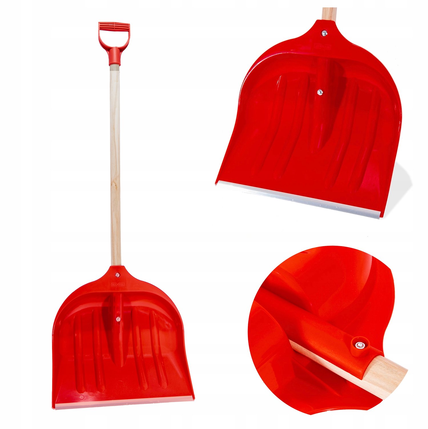 Sterke Rode Sneeuwschuiver 135 cm met Houten Steel