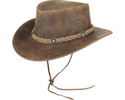 Pamposh Leather Cowboy Hat for Men Women Handmade Lightweight Western Moldable Durable Wide Brim Cowgirl Hat, Brown, L - ShopVlot