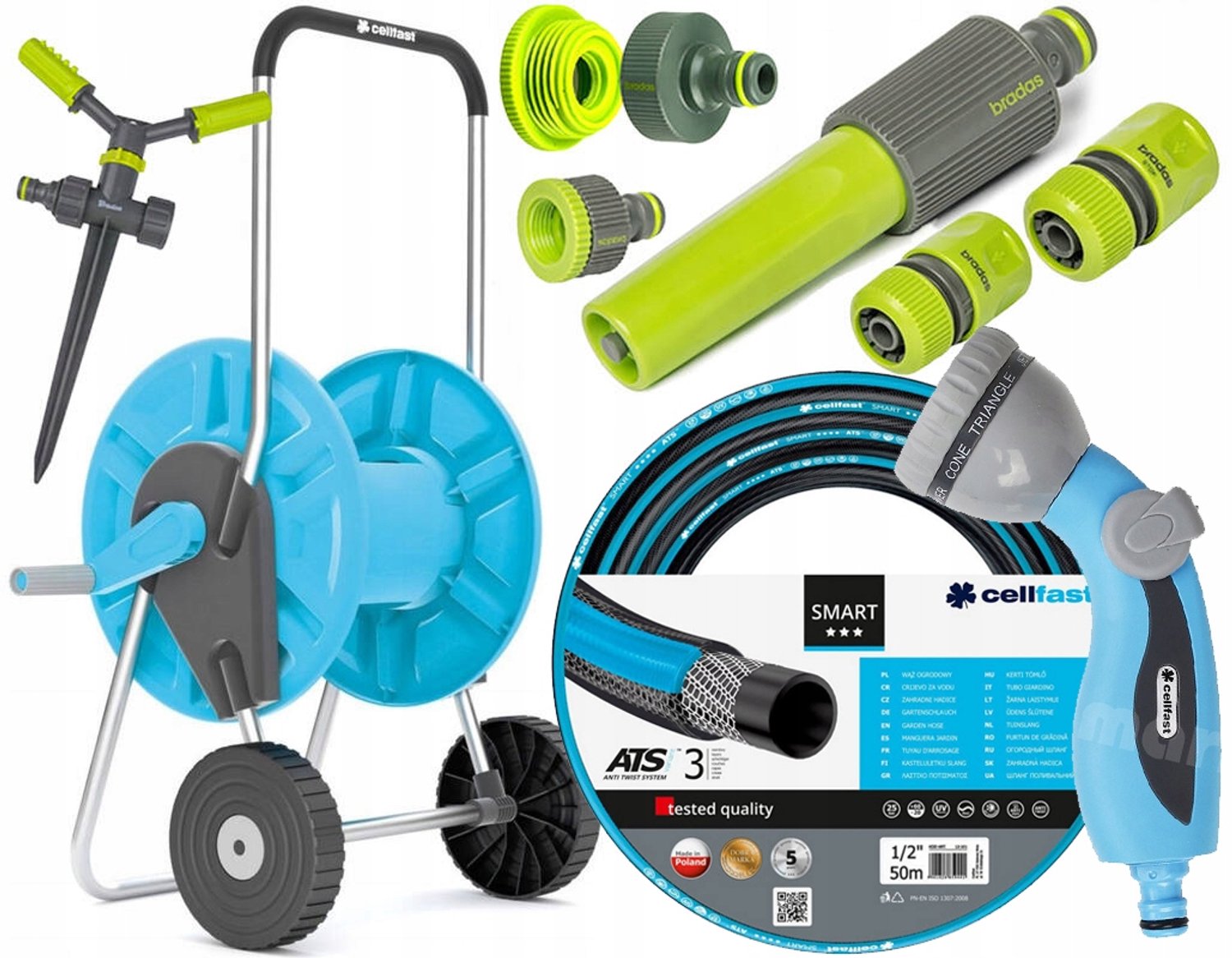 Cellfast Smart 50m Tuinslang Set met Trolley & Sproeier